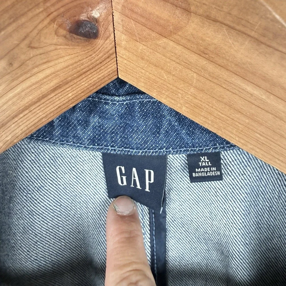 Gap Denim Blazer Chore Jacket Mens XL Tall Vintage Y2K 90s Faded Grunge Heavy